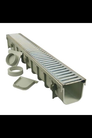 Pro Series Polypropylene Channel Drain Kit, with Steel Grate