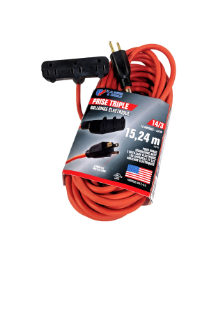 Indoor Triple Outlet Extension Cord, 14/3 SJTW