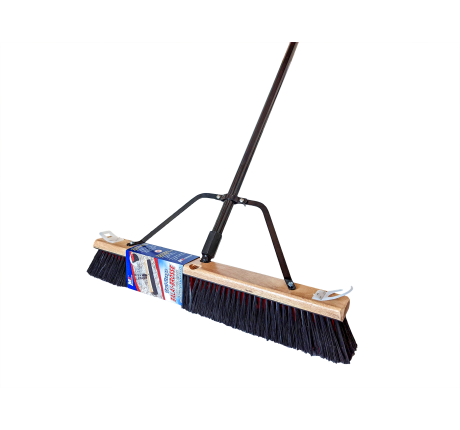 Hippo Contractor Side Clipped Retail Pushbroom with Bracket, Combination Synthetic Fill