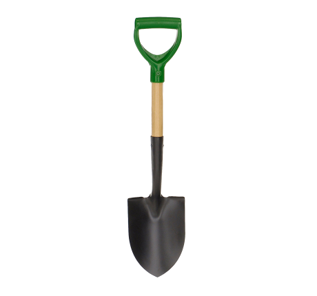 Compact Round Point Shovel, Wood Handle, D-Grip, Practica