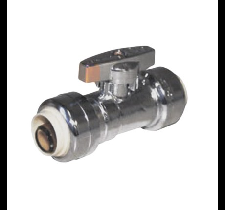 Push Fit Chrome Ball Valve, Straight